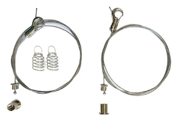 Ceiling mounting set for acoustic foam with retaining hooks, spiral anchor and wire rope L=1500mm